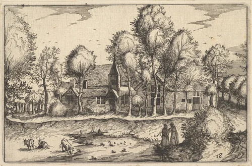 A Pond, plate 18 from "Regiunculae et Villae Aliquot Ducatus Brabantiae" by Claes Jansz Visscher, print, 1605-1615