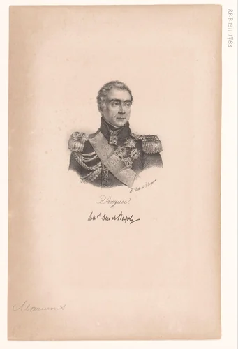 Portret van Auguste de Marmont, hertog van Ragusa by anonymous, print, 1818-1842
