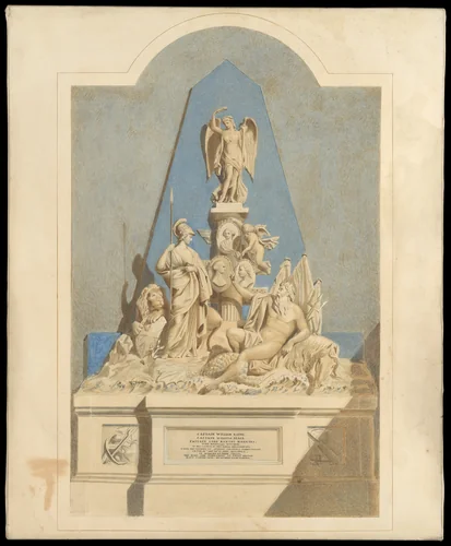 Design for "The Three Captains Memorial" by Joseph Nollekens, drawing, 1779-1789