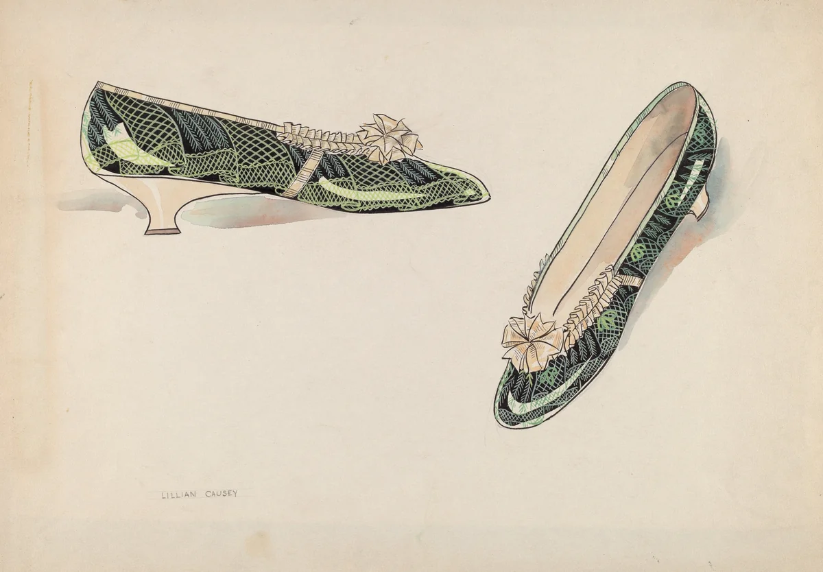 Woman's Slippers by Lillian Causey, index of american design, 1936