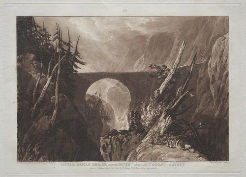 Liber Studiorum: Little Devil's Bridge over the Russ, above Altdorft, Swiss by Joseph Turner, print