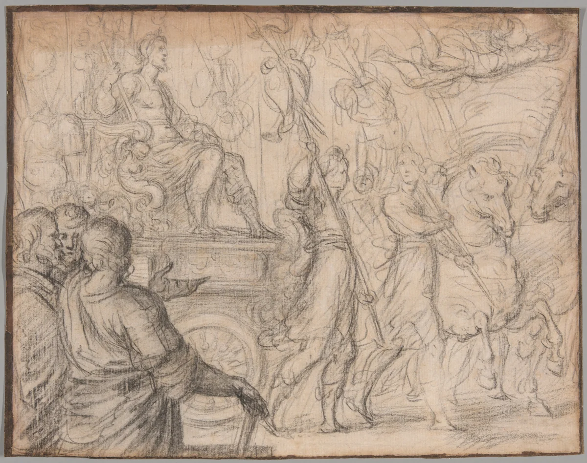 A Procession by Ambroise Dubois, drawing, 1605-1615