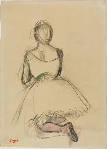 Dancer Kneeling, Seen from the Back by Edgar Degas, drawing, 1880-1885