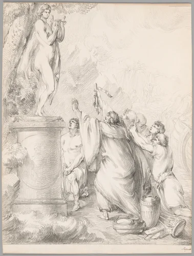 Chryses Imploring the Help of Apollo, from Iliad, Book I by Johan Tobias Sergel, drawing, 1765-1766