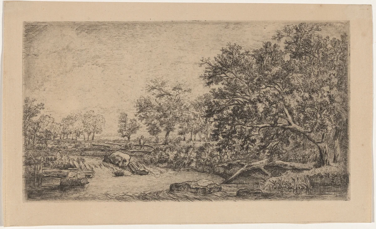 A t Pontchéry, Isère (A Pontcheruy , Isère, vue d’une chute d’eau) by Louis Hector François Allemand, print, 1857