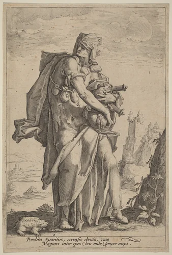 Avarice by Jacob Matham, print, 1582-1592