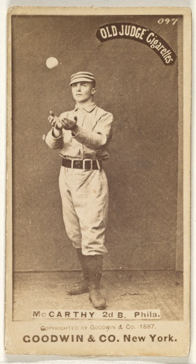 Thomas Francis Michael "Tommy" McCarthy, 2nd Base, Philadelphia, from the Old Judge series (N172) for Old Judge Cigarettes by Goodwin & Company, photograph, 1887