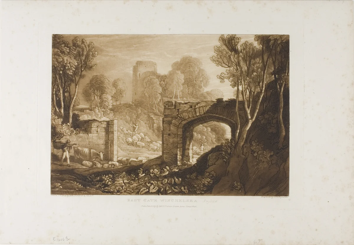 East Gate, Winchelsea, plate 67 from Liber Studiorum by Joseph Mallord William Turner, print, 1819