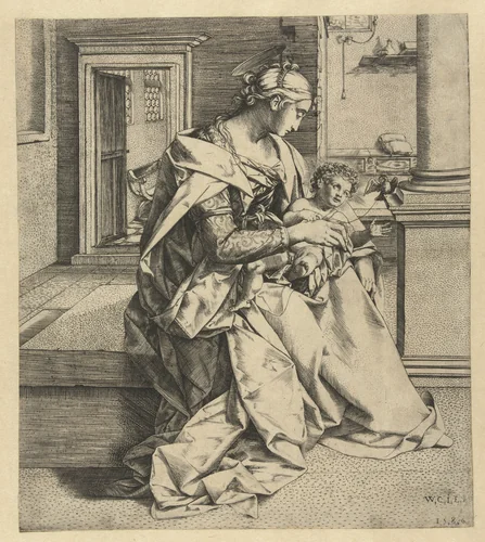 Madonna met kind by Unknown, print, 1586