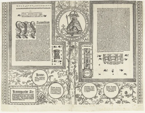 Stamboom van het Habsburgse huis, blad vijftien by Robert Péril, print, 1533-1535