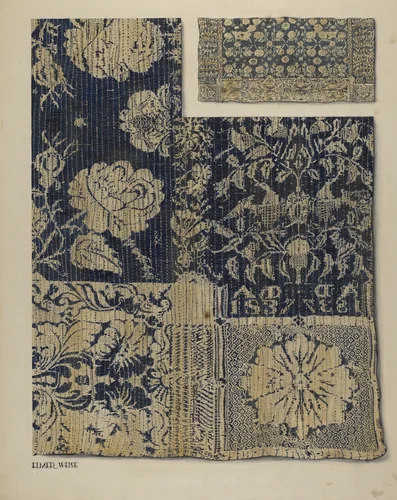 Handwoven Tapestry Coverlet by Elmer Weise, index of american design, 1938