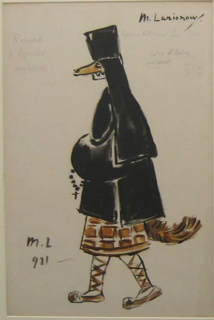 The Fox (Disguised as a Nun). Costume design for the ballet Le Renard by Mikhail Larionov, drawing, 1921