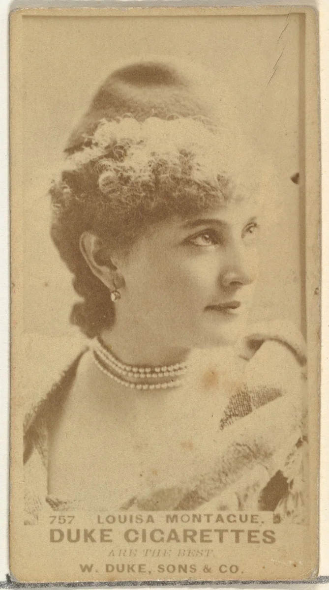 Card Number 757, Louisa Montague, from the Actors and Actresses series (N145-7) issued by Duke Sons & Co. to promote Duke Cigarettes by W. Duke, Sons & Co., photograph, 1880-1889