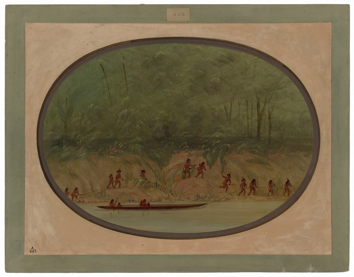 Lengua Indians Ascending the Rapids of the Rio Uruguay by George Catlin, painting, 1854-1869