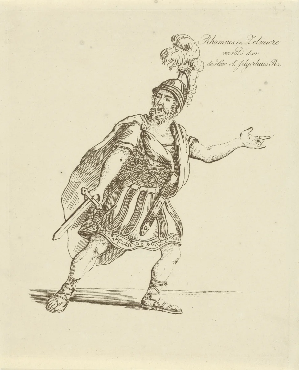 Johannes Jelgerhuis in de rol van Rhamnes by Johannes Jelgerhuis, print, 1805-1836
