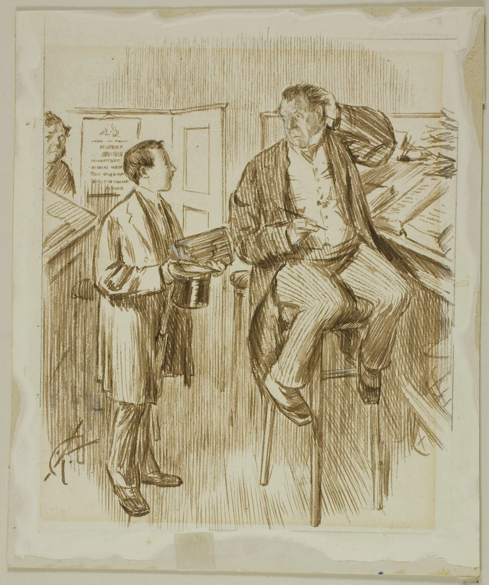 For the Third Time of Asking by Charles Samuel Keene, drawing, 1870-1891