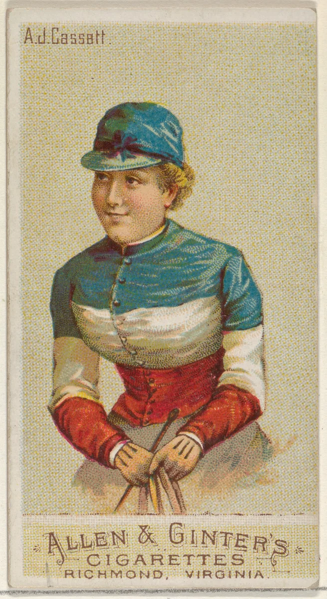 A.J. Cassatt, from the Racing Colors of the World series (N22a) for Allen & Ginter Cigarettes by Allen & Ginter, print, 1888