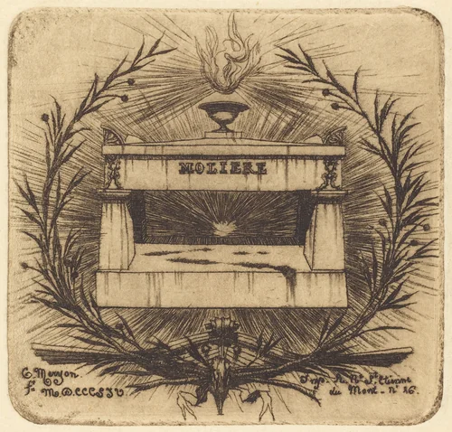 Le tombeau de Molière, au Père-Lachaise, Paris (Moliere's Tomb, in Père-Lachaise Cemetary, Paris) by Charles Meryon, print, 1854