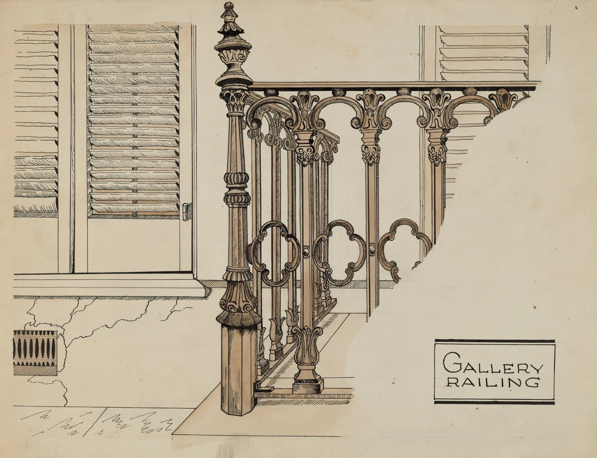 Cast Iron Gallery Rail by Ray Price, index of american design, 1936