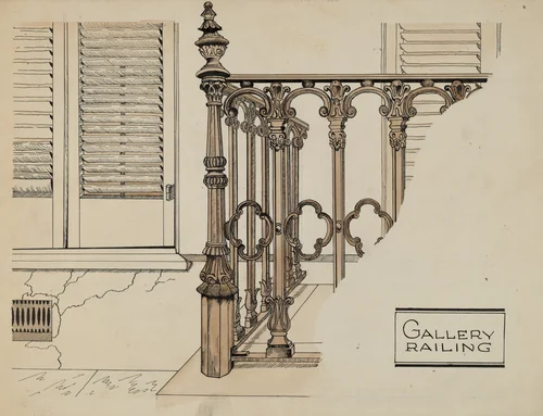 Cast Iron Gallery Rail by Ray Price, index of american design, 1936