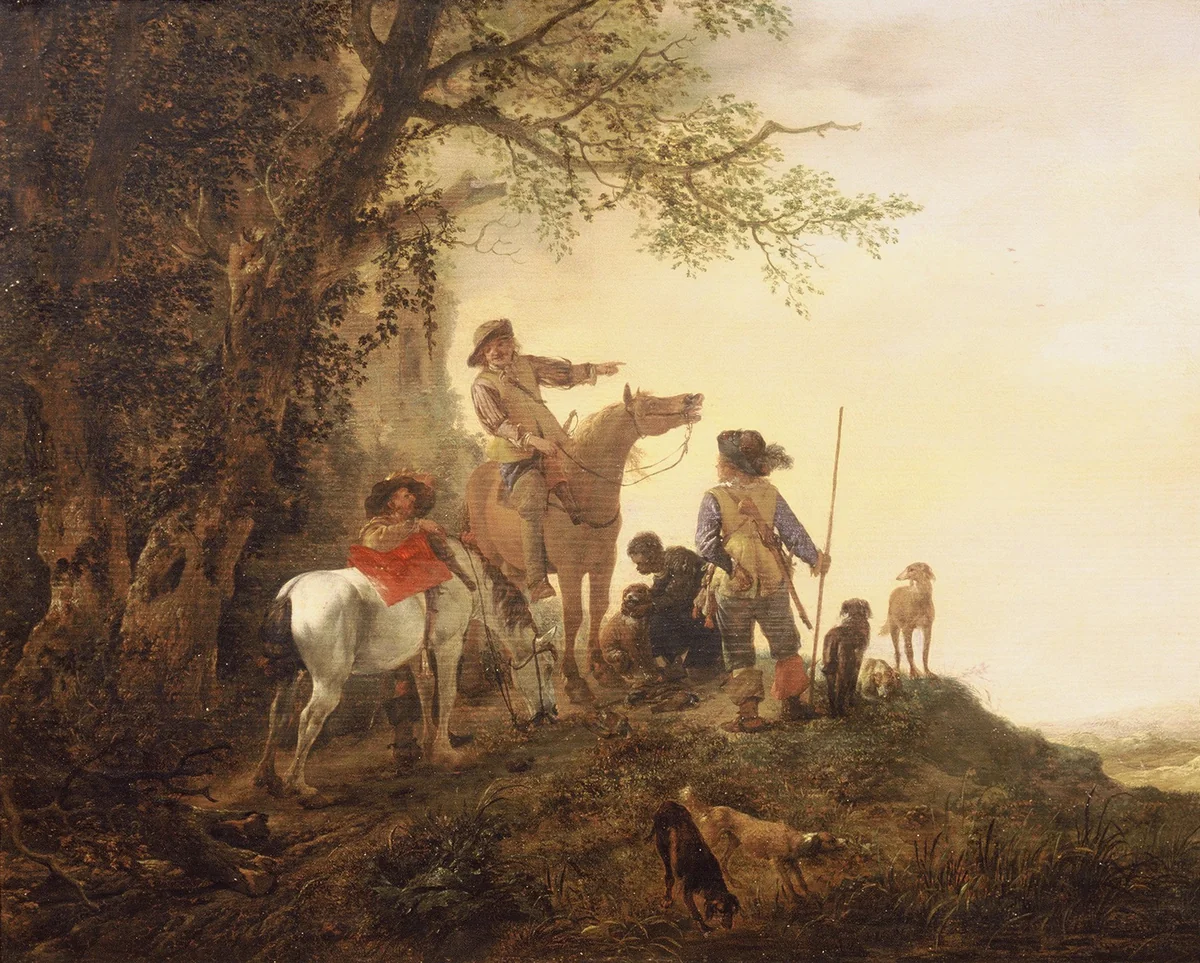 Hunters at Rest by Philips Wouwerman, painting, 1645