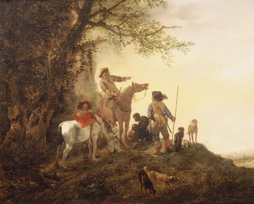 Hunters at Rest by Philips Wouwerman, painting, 1645