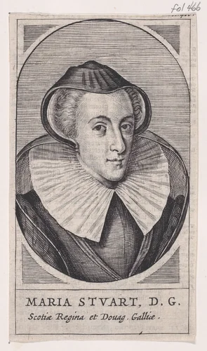 Mary, Queen of Scots (from "Famiani Stradae Romani E Societate Jesu De Bello Belgico Decas Secunda," folio 466) by Famiano Strada, print, 1650