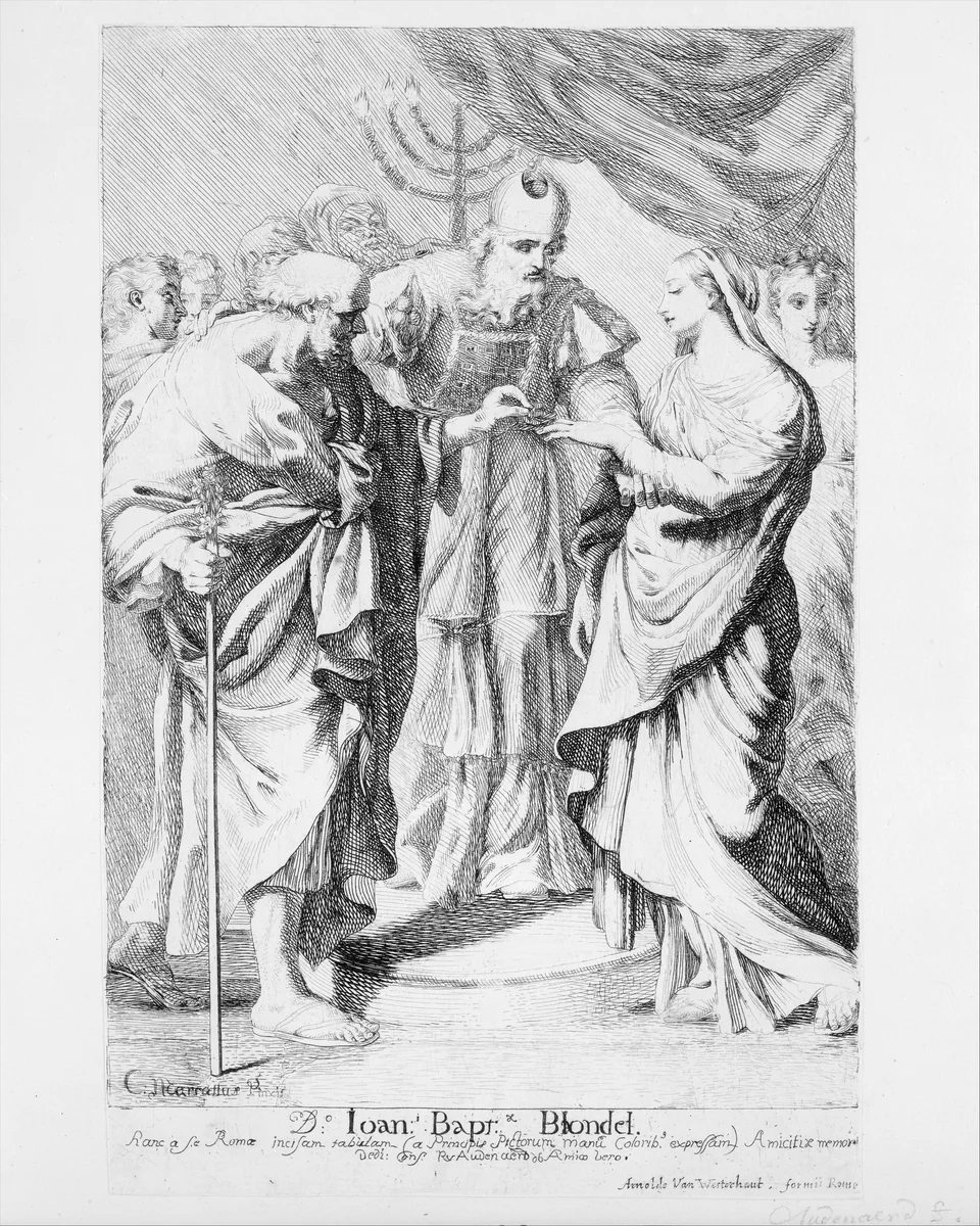 Marriage of the Virgin by Robert van Audenaerde, print, 1663-1743