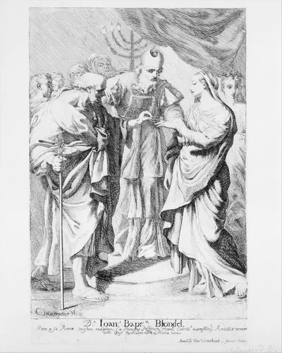 Marriage of the Virgin by Robert van Audenaerde, print, 1663-1743