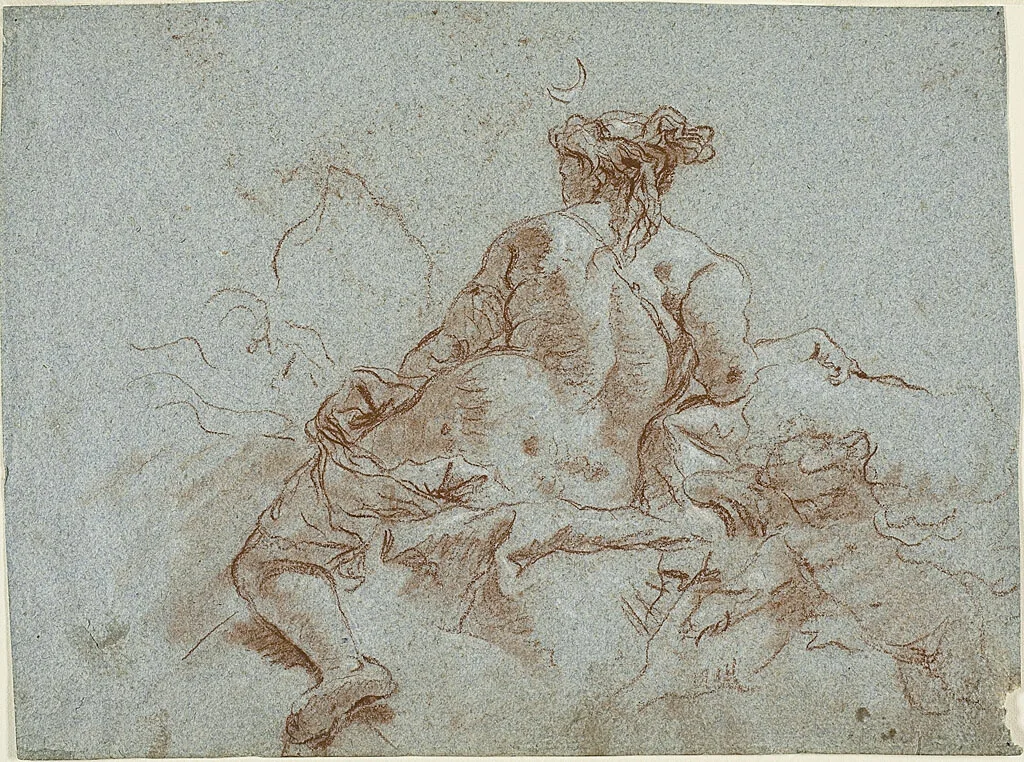 Study for Detail: The Goddess Diana by Giovanni Battista Tiepolo, drawing, 1750-1759