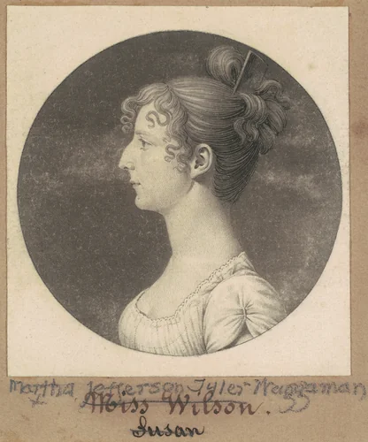 Martha Jefferson Tyler Waggaman by Charles B. J. Févret de Saint-Mémin, print, 1808