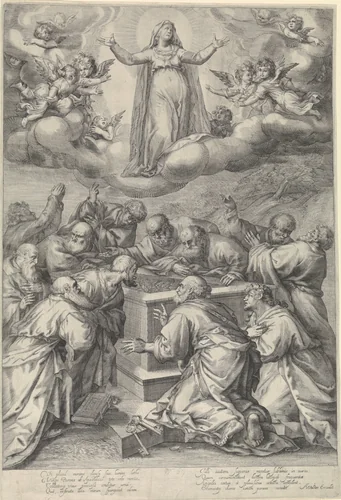 Hemelvaart van Maria by anonymous, print, 1611-1661
