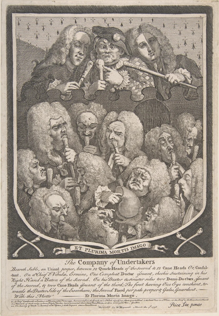 The Company of Undertakers by William Hogarth, print, 1736