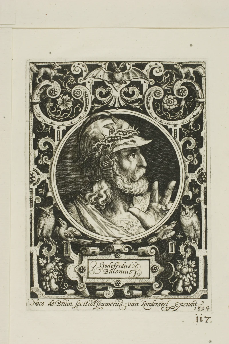 Godfrey of Bouillon, plate nine from The Nine Worthies by Nicolaes de Bruyn, print, 1594