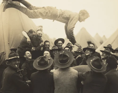 Soldier Thrown in Air by Lewis Wickes Hine, photograph, 1917