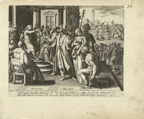 Susanna en de ouderlingen: het achtste Gebod by Unknown, print, 1585-1589