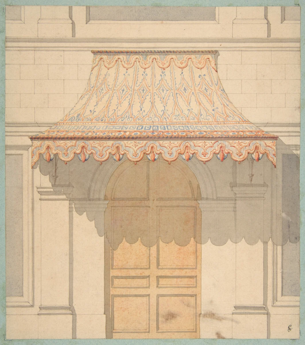 Design for an awning over a door, in Moorish style by Jules-Edmond-Charles Lachaise, drawing, 1830-1897