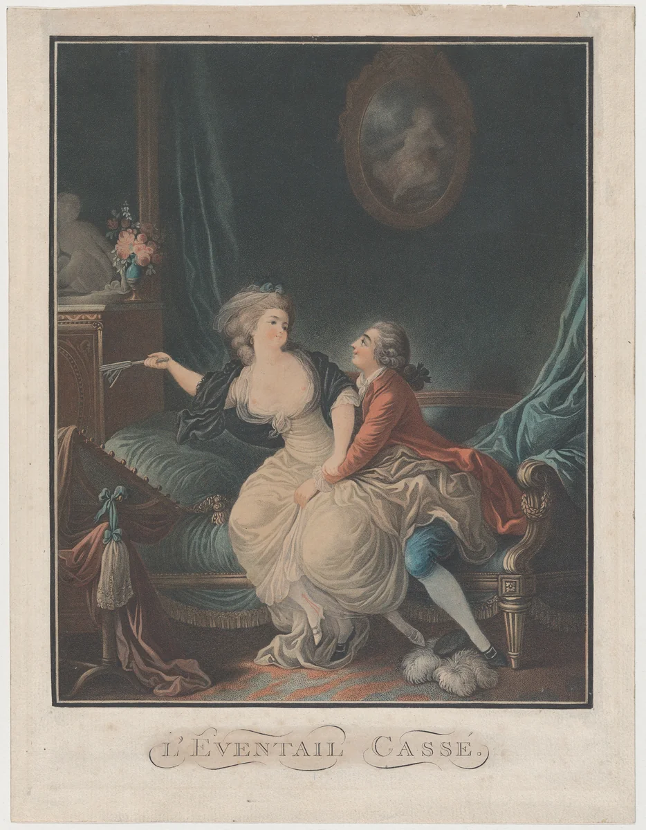 The Broken Fan by Louis Marin Bonnet, print, 1787-1793
