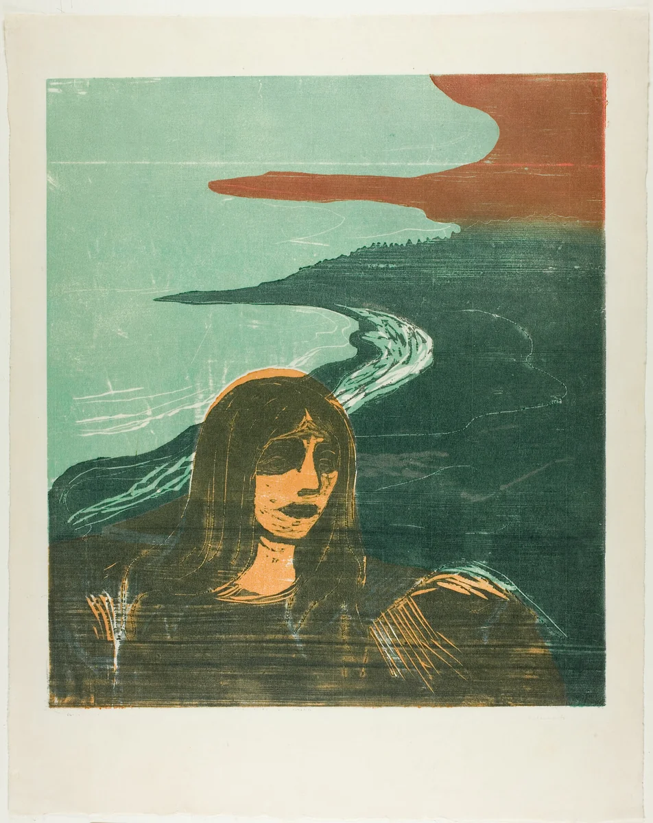 Woman's Head against the Shore by Edvard Munch, print, 1899