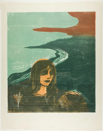 Woman's Head against the Shore by Edvard Munch, print, 1899