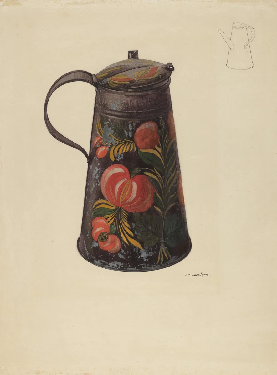 Toleware Teapot by J. Howard Iams, index of american design, 1939