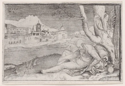 Diogenes by Agostino Veneziano, print, 1510-1520