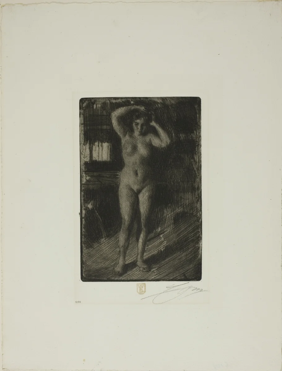 Anna Doing Her Hair by Anders Zorn, print, 1906