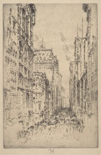 Lower Broadway by Joseph Pennell, print, 1904