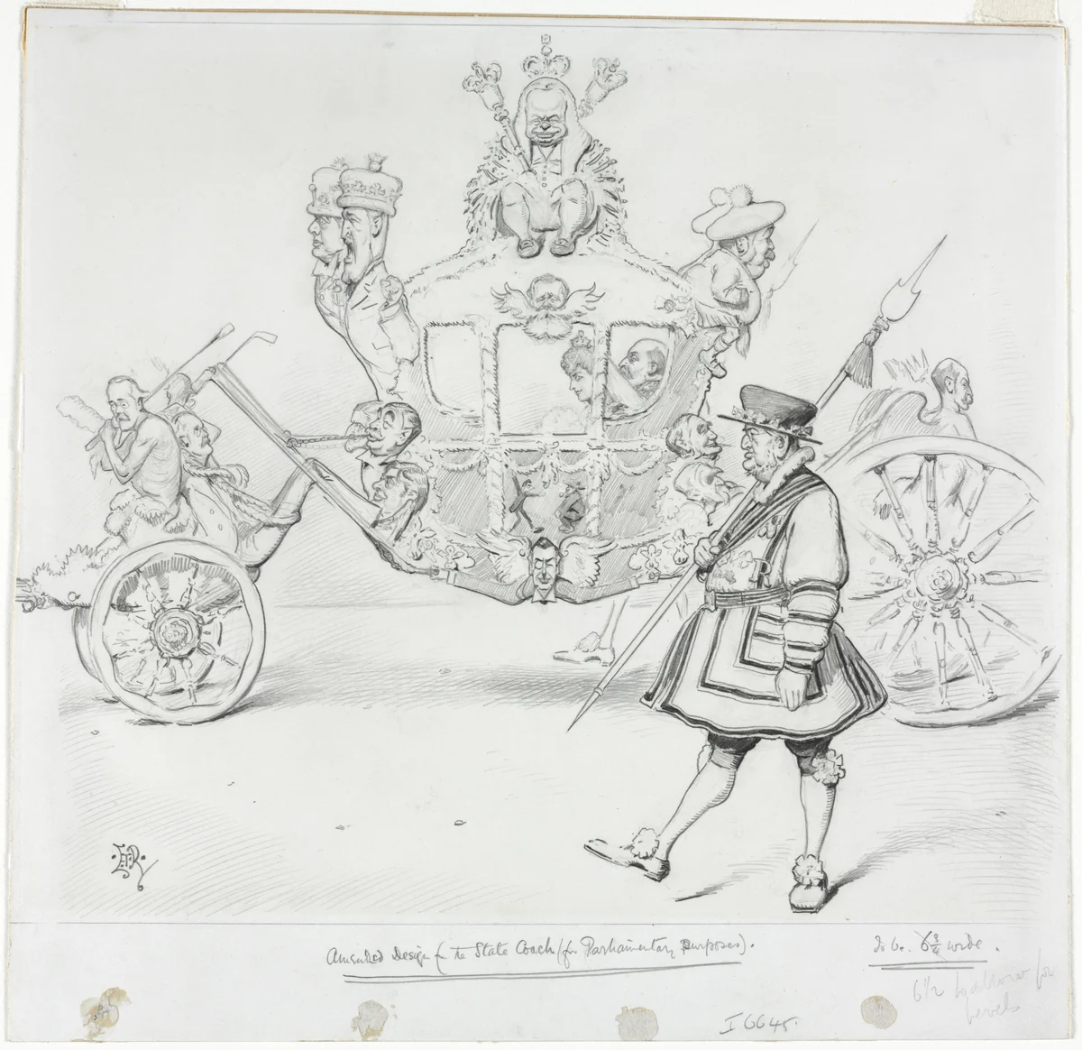 The Stagecoach for Parliamentary Purposes (recto) by Edward Tennyson Reed, drawing, 1889-1933