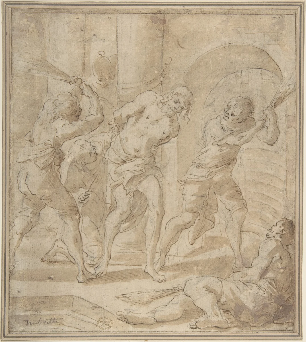 Flagellation by anonymous, drawing, 1700-1800