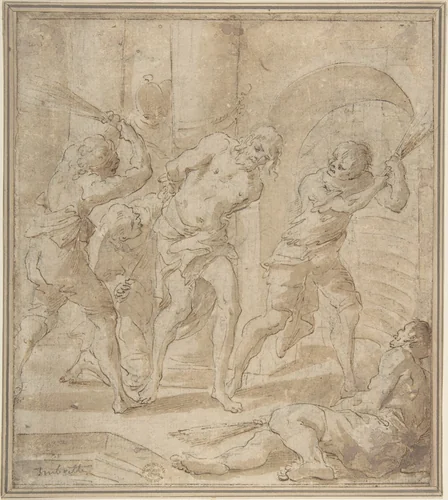 Flagellation by anonymous, drawing, 1700-1800