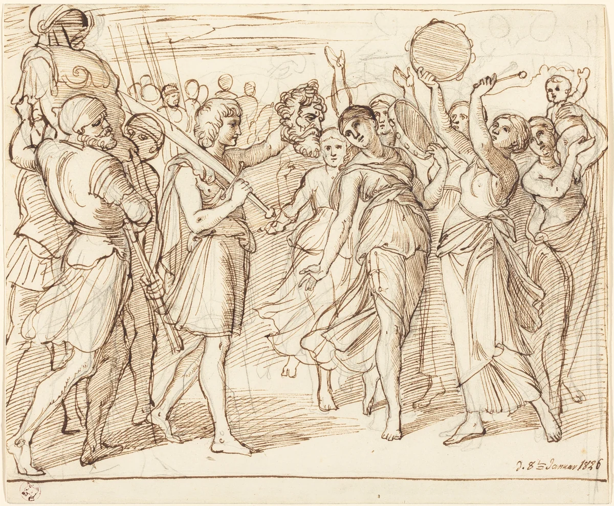 The Triumph of David by Julius Schnorr von Carolsfeld, drawing, 1826