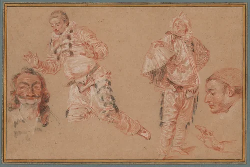 Italian Comedians by Jean-Antoine Watteau, drawing, 1719-1720