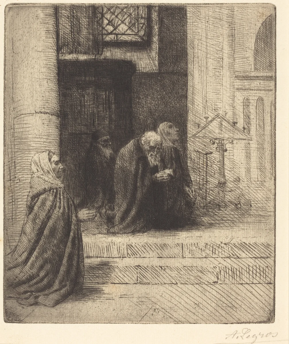 Interior of a Church (Interieur d'eglise) by Alphonse Legros, print, 1837-1911